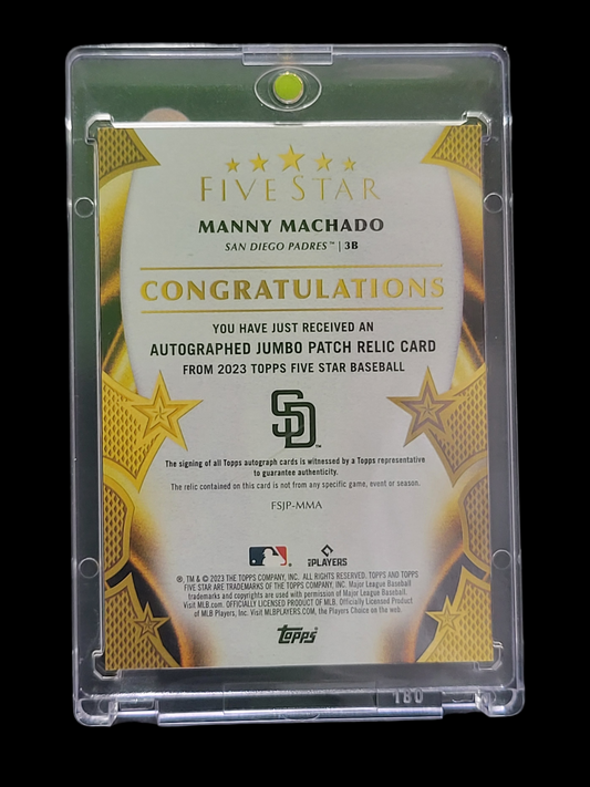 2023 Topps Manny Machado #FSJP-MMA Auto Jumbo Patch Relic Card 19/25 Game-Used
