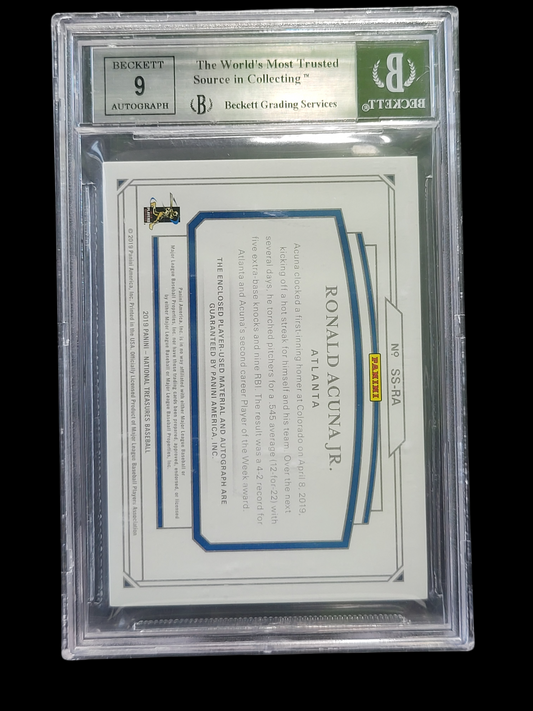 2019 Panini Treasures Shadowbox Holo Silver Ronald Acuna Jr. #41 /5 BGS Auto 9
