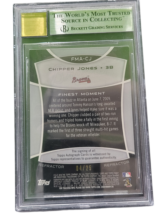 2010 Finest Finest Moments Auto Refractors Red Chipper Jones #CJ BGS Auto 10