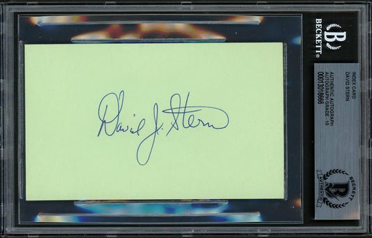 David Stern Autographed 3x5 Index Card NBA Commissioner Beckett BAS #13018666