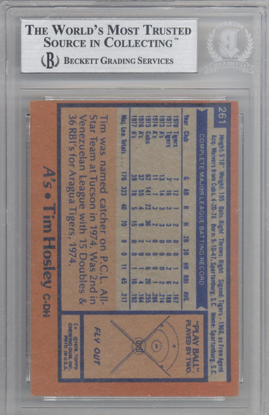 Tim Hosley Autographed 1978 Topps Card #261 Oakland A's Beckett BAS #10211482