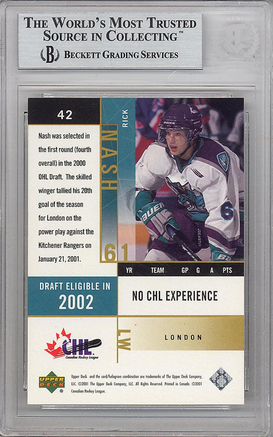 Rick Nash Autographed 2000-01 Upper Deck CHL Rookie Card #42 Beckett BAS #10266670