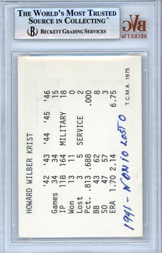 Howie Krist Autographed 1975 TCMA Card #33 St. Louis Cardinals Beckett BAS #10378483
