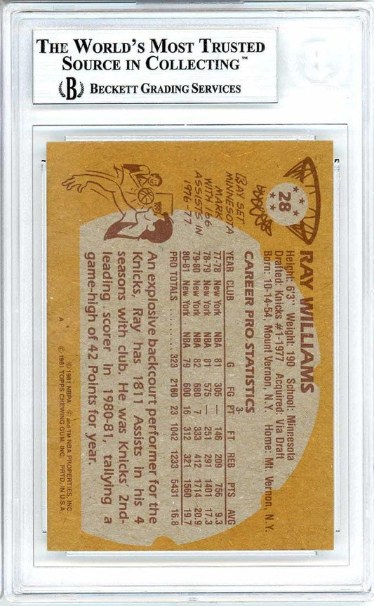 Ray Williams Autographed 1981-82 Topps Card #28 New York Knicks Beckett BAS #10712283