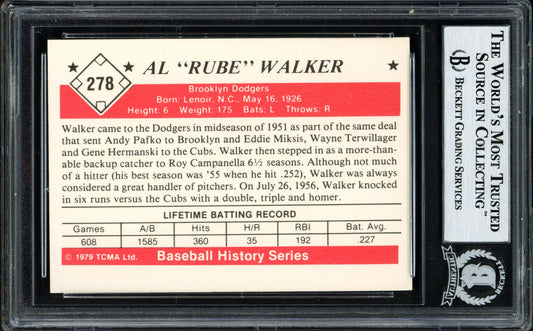 Al "Rube" Walker Autographed 1979 TCMA Card #278 Brooklyn Dodgers Beckett BAS #12058691