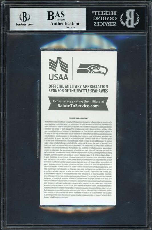 Russell Wilson Autographed 2018 3x6 Ticket Seattle Seahawks Vs. Packers 11-15-18 Beckett BAS #13447259