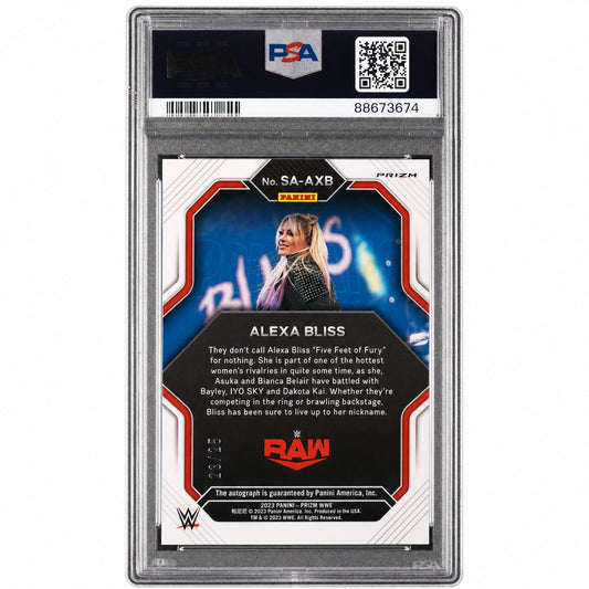 2023 Panini Prizm WWE Superstar Autographs Mojo Prizm Alexa Bliss #SAAXB /25 PSA 9