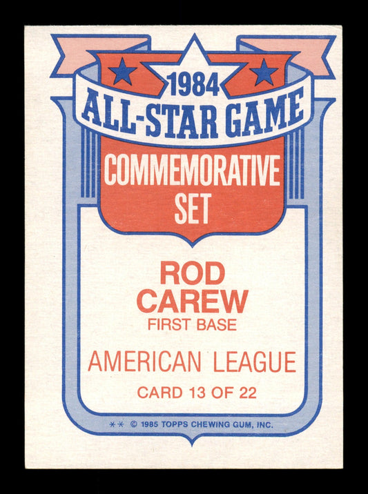 Rod Carew Autographed 1985 Topps All Star Set Card #13 California Angels SKU #186694