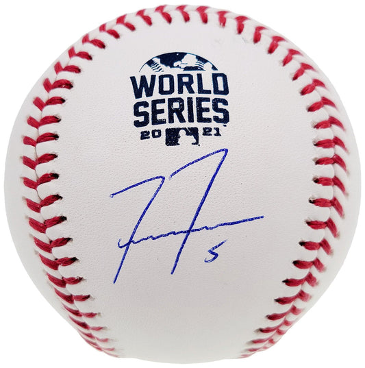 Freddie Freeman Autographed 2021 World Series Baseball Atlanta Braves Beckett BAS QR Stock #201176