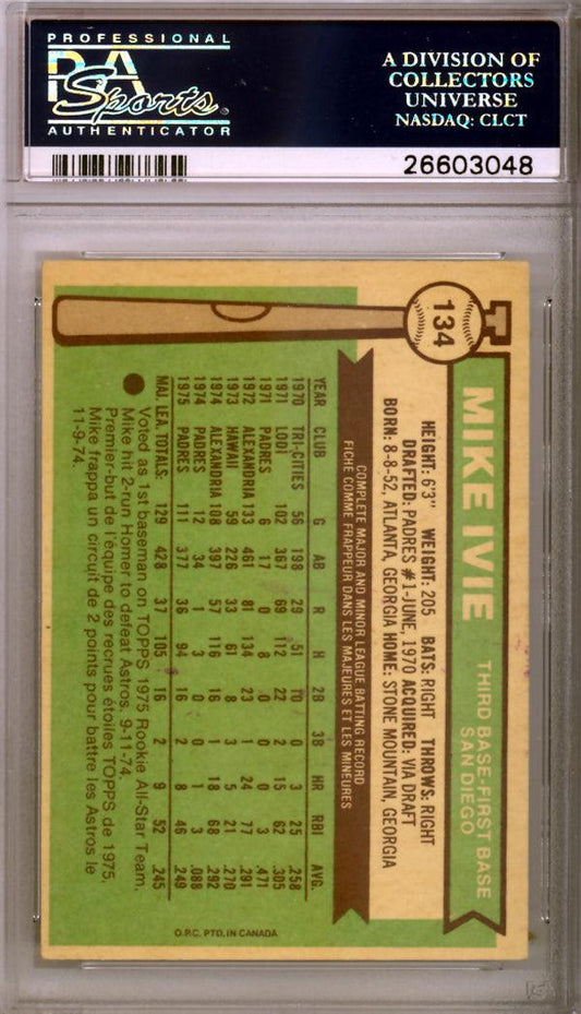 Mike Ivie Autographed 1976 O-Pee-Chee Card #134 San Diego Padres PSA/DNA #26603048