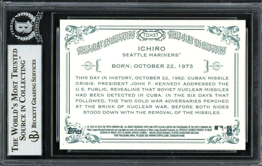 Ichiro Suzuki Autographed 2010 Topps Allen & Ginter This Day In History Card #TDH37 Seattle Mariners Beckett BAS Stock #191316