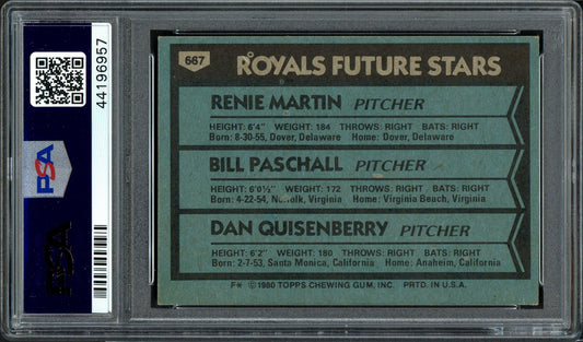 Dan Quisenberry Autographed 1980 Topps Rookie Card #667 Kansas City Royals PSA/DNA #44196957