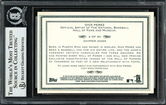 Chipper Jones Autographed 2007 Topps Allen & Ginter Dick Perez Card #2 Atlanta Braves Beckett BAS Stock #193094