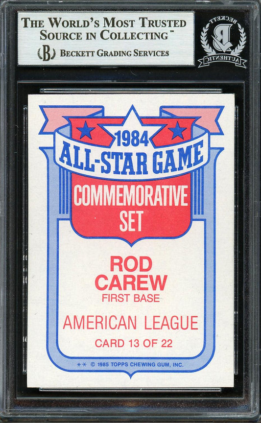 Rod Carew Autographed 1985 Topps All Star Set Card #13 California Angels Beckett BAS Stock #193243