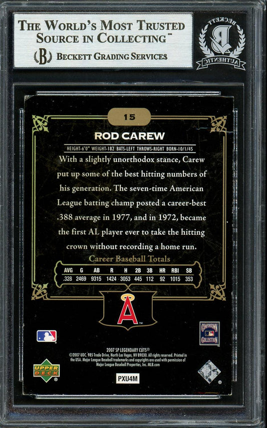 Rod Carew Autographed 2007 SP Legendary Cuts Card #15 California Angels Beckett BAS #12754173