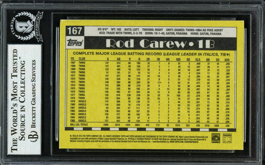 Rod Carew Autographed 2013 Topps Archives Card #167 California Angels Beckett BAS #12754243