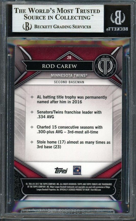Rod Carew Autographed 2017 Topps Tribute Card #28 Minnesota Twins Beckett BAS #12754481