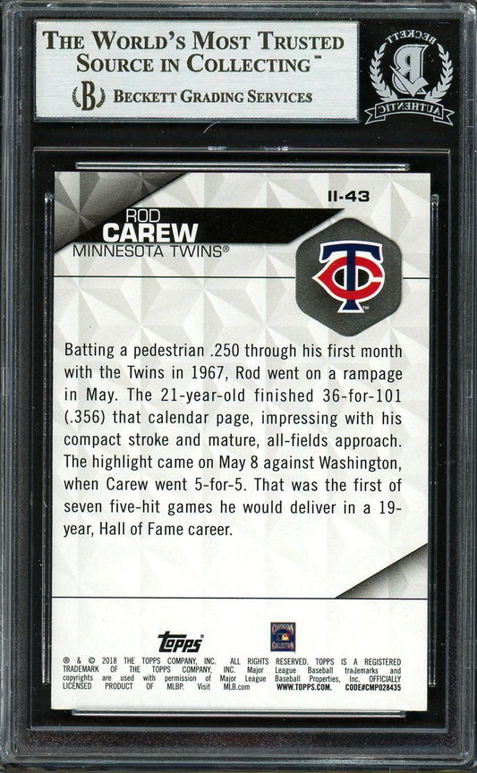Rod Carew Autographed 2018 Topps Instant Impact Card #II-43 Minnesota Twins Beckett BAS #12754506