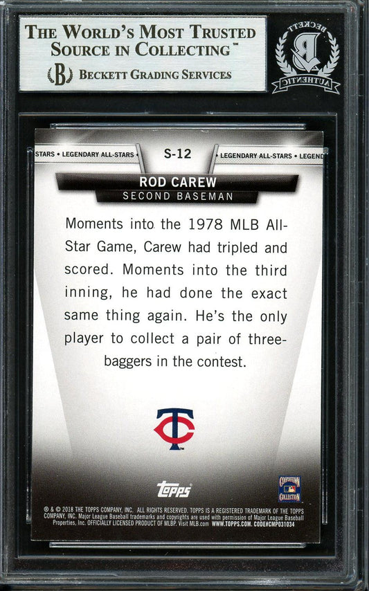 Rod Carew Autographed 2018 Topps Legendary All Stars Card #S-12 Minnesota Twins Beckett BAS #12754509