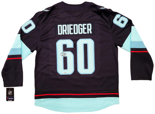 Seattle Kraken Chris Driedger Autographed Navy Fanatics Breakaway Jersey Size XL Fanatics Holo Stock #203037