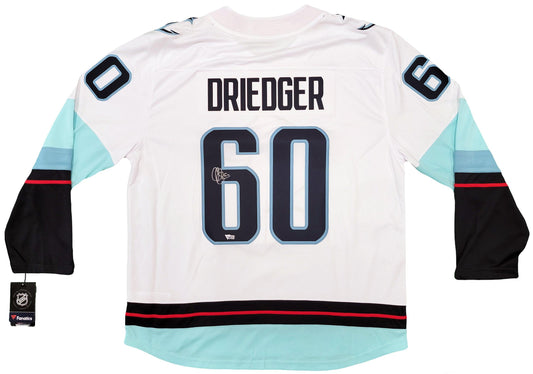 Seattle Kraken Chris Driedger Autographed White Fanatics Breakaway Jersey Size XL Fanatics Holo Stock #203038
