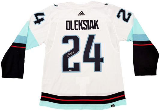 Seattle Kraken Jamie Oleksiak Autographed White Adidas Authentic Jersey Size 54 Fanatics Holo Stock #203034