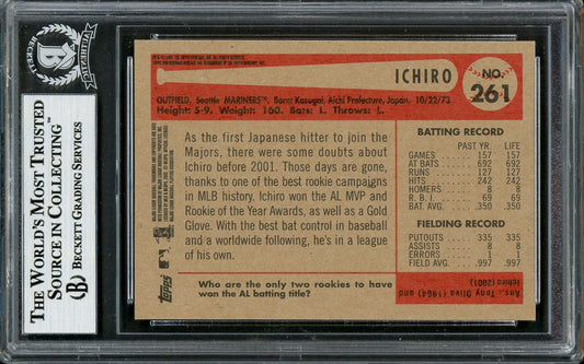 Ichiro Suzuki Autographed 2002 Bowman Heritage Card #261 Seattle Mariners Black Box Beckett BAS #12785799