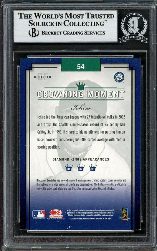 Ichiro Suzuki Autographed 2003 Donruss Diamond Kings Card #54 Seattle Mariners Beckett BAS Stock #194253