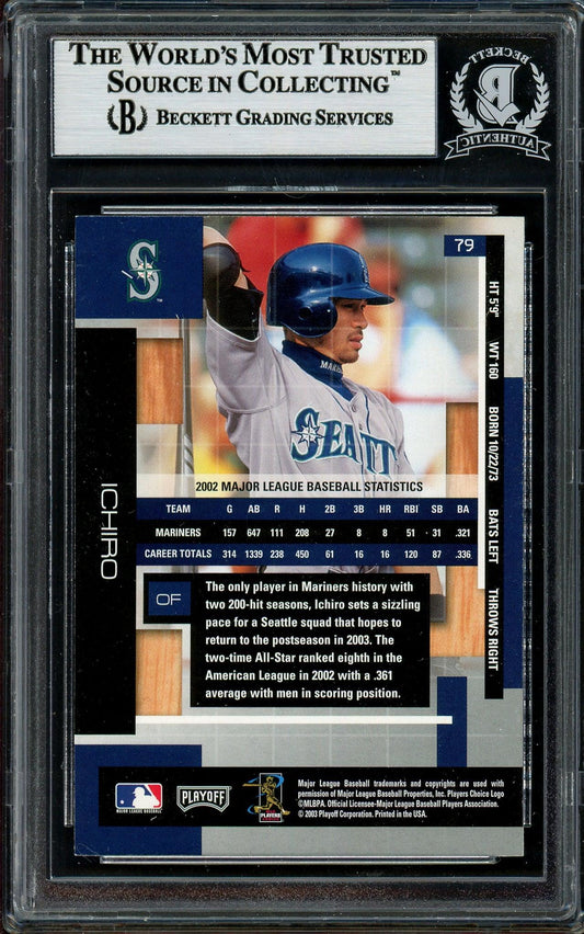 Ichiro Suzuki Autographed 2003 Playoff Absolute Memorabilia Card #79 Seattle Mariners Beckett BAS Stock #194261