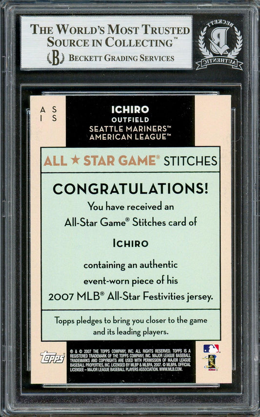 Ichiro Suzuki Autographed 2007 Topps All Star Stitches Game Worn Jersey Card #AS IS Seattle Mariners Beckett BAS #12785999