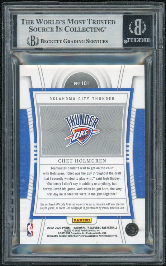 2022 National Treasures #101 Chet Holmgren Purple FOTL Auto /8 BGS 8