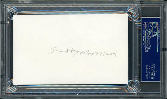 Scotty Morrison Autographed 3x5 Index Card NHL Referee & President "HHOF '99" PSA/DNA #83721092