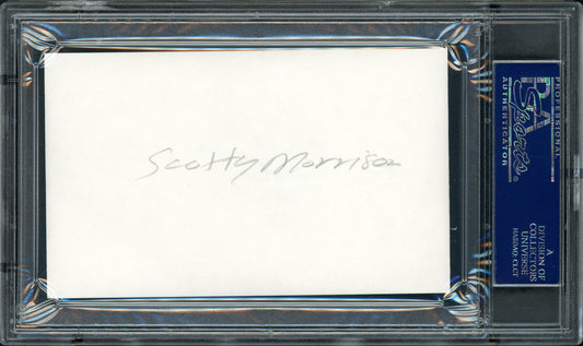 Scotty Morrison Autographed 3x5 Index Card NHL Referee & President "HHOF '99" PSA/DNA #83721093