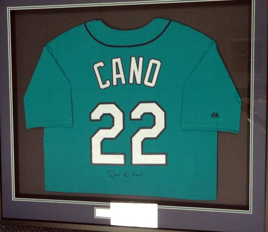 Seattle Mariners Robinson Cano Autographed Framed Teal Majestic Jersey PSA/DNA ITP Stock #94213