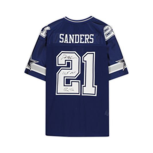 Fanatics Authentic Deion Sanders Autographed "HOF 2011/Prime Time" Dallas Cowboys Navy Authentic Jersey