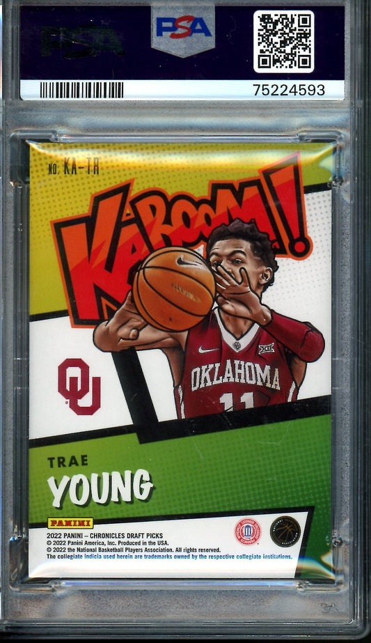 2022/23 Panini Chronicles Draft Picks Trae Young Kaboom SSP PSA 9 Hawks