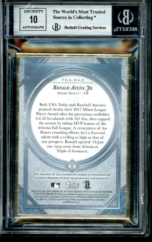 2018 Topps Transcendent Ronald Acuna Jr. Rookie Auto /15 BGS 9 Braves