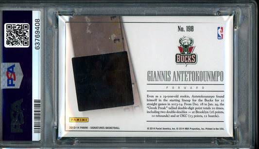 2013/14 Panini Signatures Giannis Antetokounmpo Rookie Film /20 PSA 9 Bucks