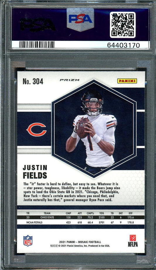 2021 Panini Mosaic Justin Fields Rookie Genesis PSA 10 Bears