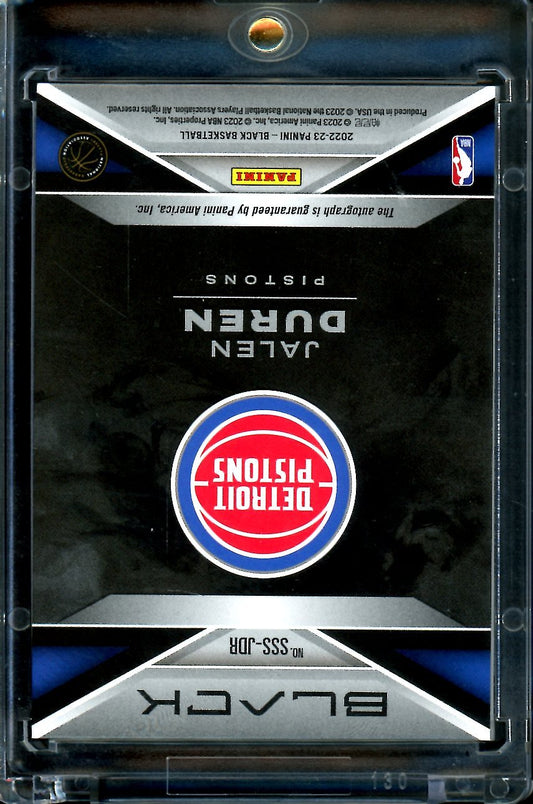 2022/23 Panini Black Jalen Duren Rookie Smokeshow Auto /5 Pistons