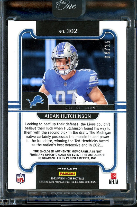 2022 Panini One Aidan Hutchinson Rookie RPA Gold Wave /15 Lions