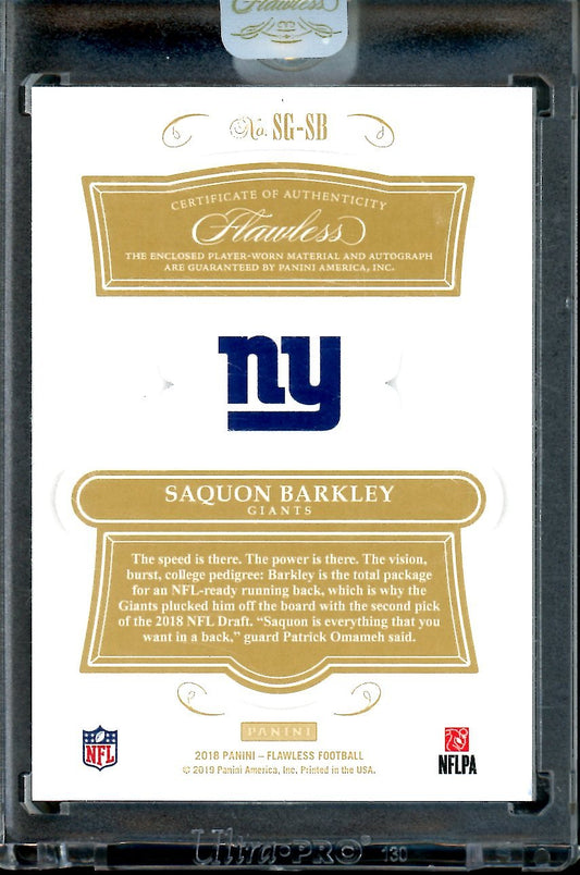 2018 Panini Flawless Saquon Barkley Rookie RPA Signature Gloves /25 Giants