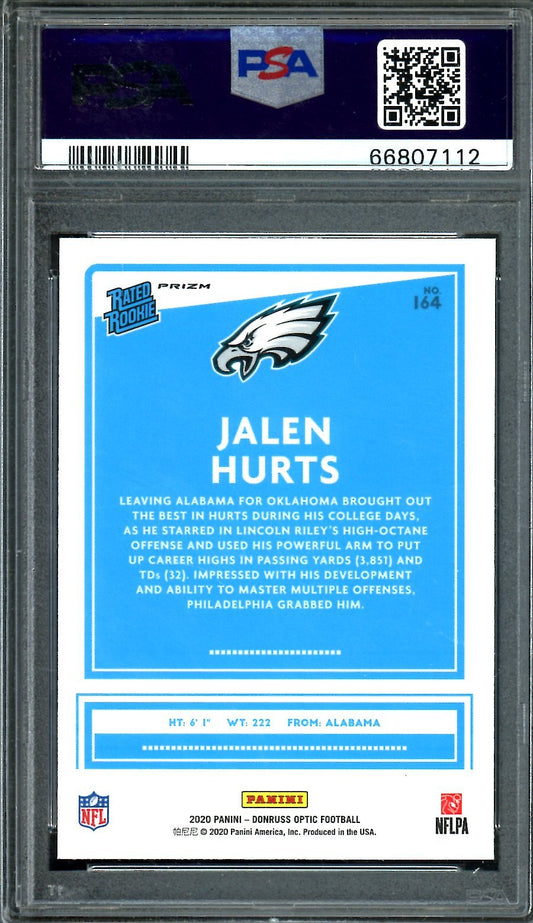 2020 Panini Optic Jalen Hurts Rookie Holo PSA 10 Eagles