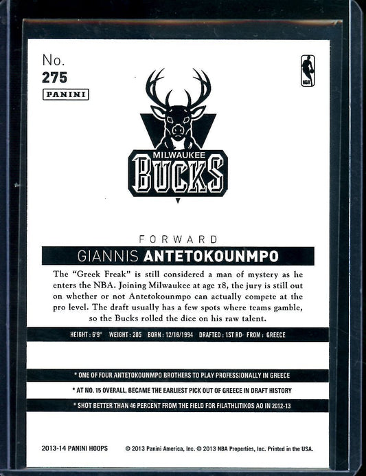 2013-14 Panini Hoops Giannis Antetokounmpo Rookie Blue Bucks