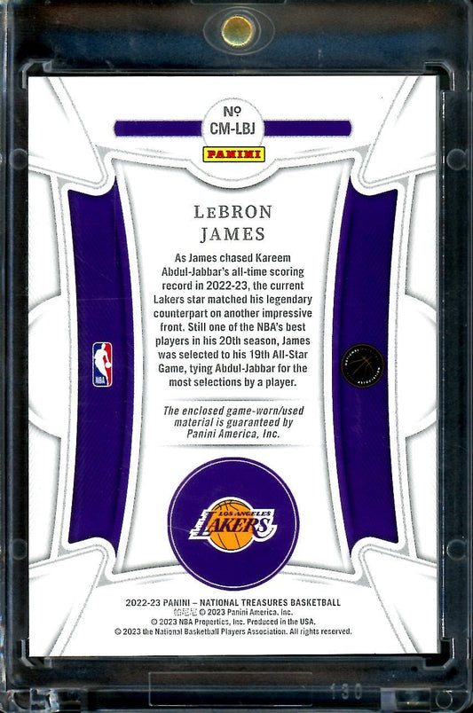 2022/23 Panini National Treasures LeBron James Century Materials Patch /25 Lakers