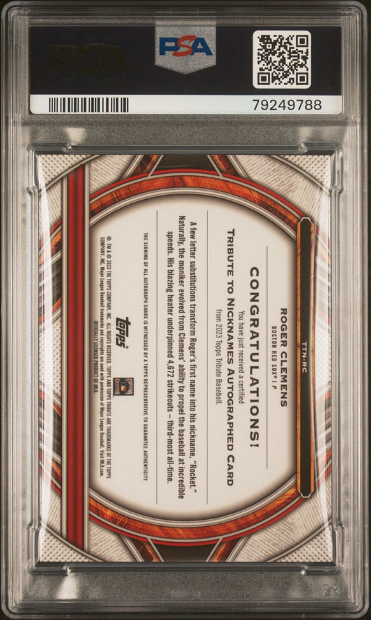 2023 Topps Tribute To Nicknames Auto Roger Clemens #TTNRC RD PSA Auto 10