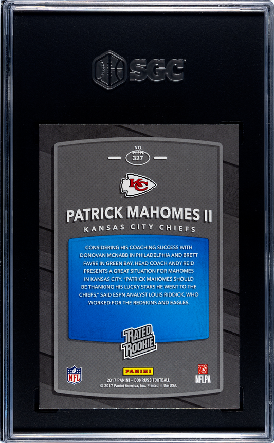 2017 Donruss Patrick Mahomes II #327 Red Press Proof SGC 9