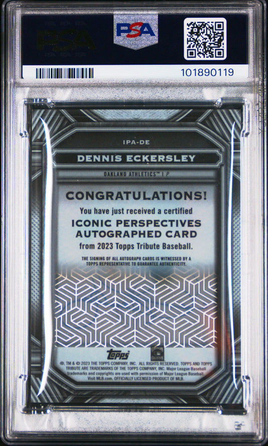 2023 Topps Tribute Perspectives Auto Dennis Eckersley #IPADE Red 01/10 PSA