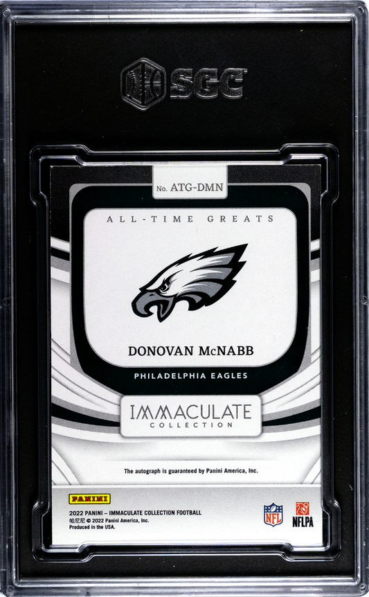 2022 Panini Immaculate Col. Donovan Mcnabb #ATG-DMN Greats Auto SGC 8 Auto 10