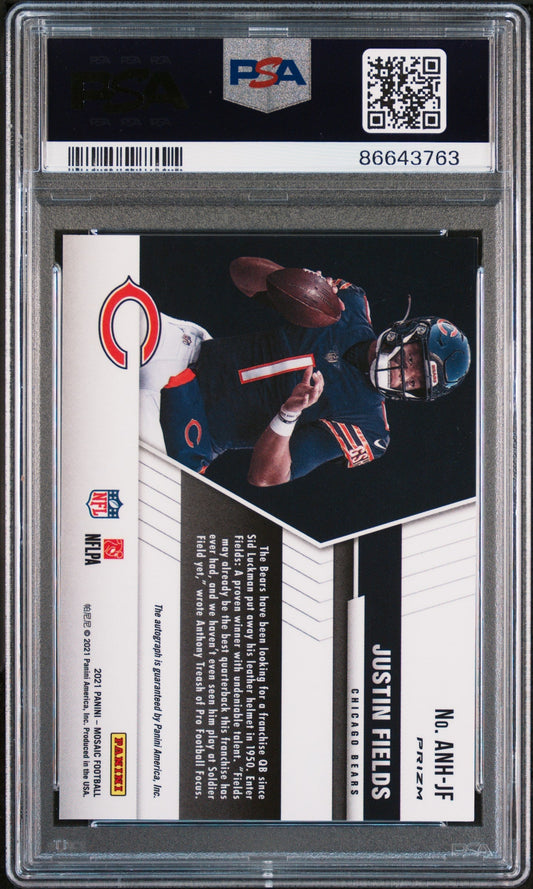 2021 Panini Mosaic Autographs No Huddle Justin Fields #ANHJF PSA 9